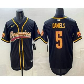 Mens Washington Commanders #5 Jayden Daniels Black Limited Stitched Baseball Jersey