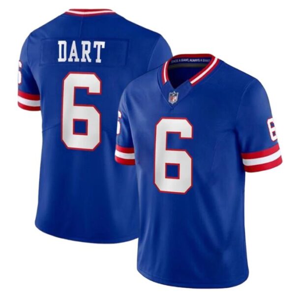 New York Giants #6 Jaxson Dart Blue 2025 Draft F.U.S.E. Classic Vapor Untouchable Limited Stitched Jersey