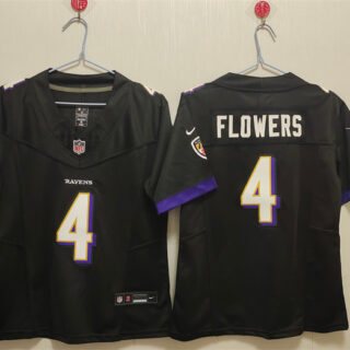 Women's Baltimore Ravens #4 Zay Flowers Black Vapor Football Jersey(Run Small)
