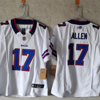 Women's Buffalo Bills #17 Josh Allen White 2023 F.U.S.E. Vapor Untouchable Limited Stitched Football Jersey(Run Small)