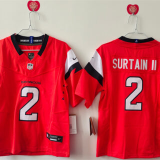 Women's Denver Broncos #2 Pat Surtain II Orange 2024 F.U.S.E Throwback Stitched Jersey(Run Small)