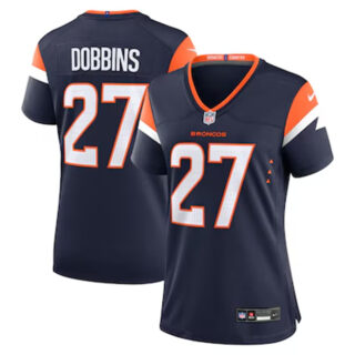 Women's Denver Broncos #27 J.K. Dobbins Navy 2025 Alternate Stitched Game Jersey(Run Small)