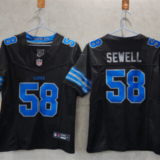 Women's Detroit Lions #58 Penei Sewell Black 2024 F.U.S.E. Vapor Limited Stitched Jersey(Run Smaller)