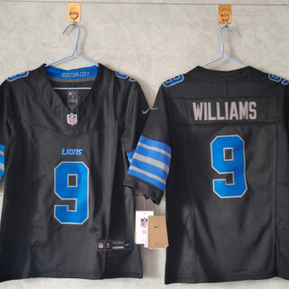 Women's Detroit Lions #9 Jameson Williams Black 2024 F.U.S.E. Vapor Limited Stitched Jersey(Run Smaller)
