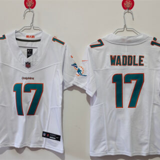 Women's Miami Dolphins #17 Jaylen Waddle White F.U.S.E Vapor Untouchable Stitched Jersey(Run Small)