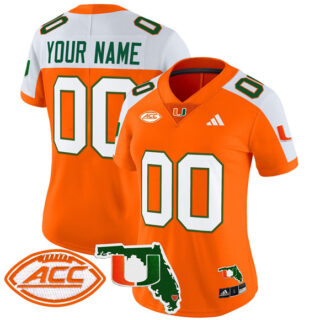 Women's Miami Hurricanes Active Player Custom Orange Alternate 2024 F.U.S.E. Florida Patch Vapor Limited Stitched Football Jersey(Run Small)