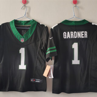 Women's New York Jets #1 Ahmad Gardner Black F.U.S.E. Vapor Stitched Jersey(Run Small)