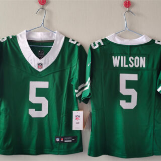 Women's New York Jets #5 Garrett Wilson Green F.U.S.E. Vapor Stitched Jersey(Run Small)