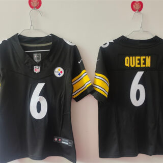 Women's Pittsburgh Steelers #6 Patrick Queen F.U.S.E Black Vapor Stitched Football Jersey(Run Small)