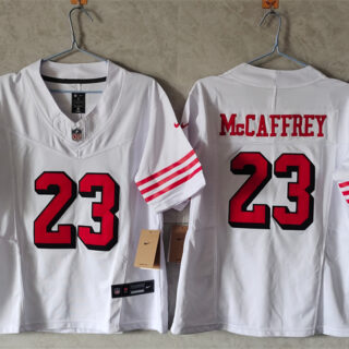 Women's San Francisco 49ers #23 Christian McCaffrey New White F.U.S.E Vapor Untouchable Stitched Jersey(Run Small)