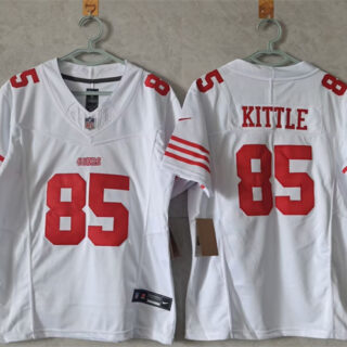 Women's San Francisco 49ers #85 George Kittle White F.U.S.E Vapor Untouchable Stitched Jersey(Run Small)
