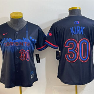 Women's Toronto Blue Jays #30 Alejandro Kirk Navy 2024 City Connect Limited Stitched Baseball Jersey(Run Small)