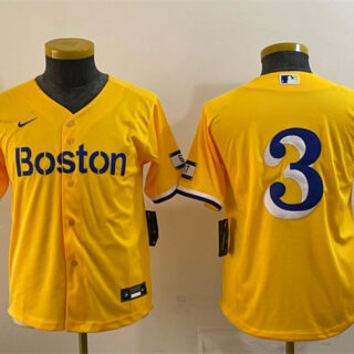 Youth Boston Red Sox #3 Ceddanne Rafaela Gold City Connect Stitched Baseball Jersey