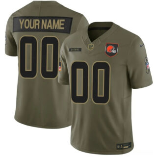 Youth Cleveland Browns Active Player Custom Olive 2025 F.U.S.E. Salute to Service Limited Stitched Football Jersey