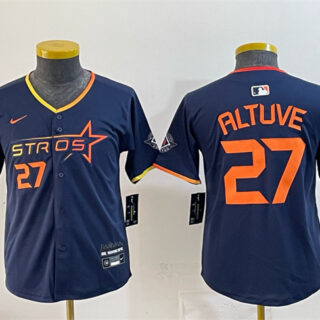 Youth Houston Astros #27 Jose Altuve Navy 2025 City Connect Limited Stitched Baseball Jersey