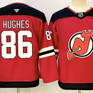 Youth New Jersey Devils #86 Jack Hughes Red With A Patch Stitched Jersey