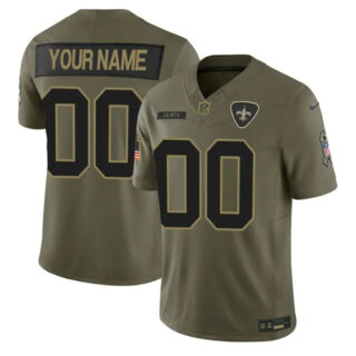 Youth New Orleans Saints Active Player Custom Olive 2025 F.U.S.E. Salute to Service Limited Stitched Football Jersey