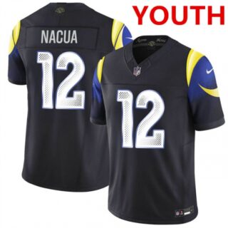 Youth Los Angeles Rams #12 puka nacua midnight blue 2025 F.U.S.E. Rivalries vapor limited football stitched jersey