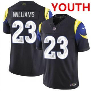 Youth Los Angeles Rams #23 kyren williams midnight blue 2025 F.U.S.E. Rivalries vapor limited football stitched jersey