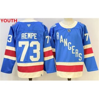 Youth New York Rangers #73 Matt Rempe blue 2025 stitched hockey jersey
