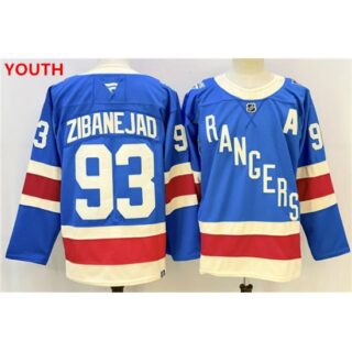 Youth New York Rangers #93 Mika Zibanejad blue with a stitched hockey jersey
