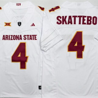 Men's Arizona State Sun Devils #4 Cam Skattebo White 2025 F.U.S.E. Vapor Limited Stitched Jersey