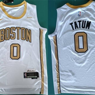 Men's Boston Celtics #0 Jayson Tatum White Stitched Basketball Jersey