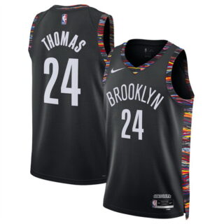 Men's Brooklyn Nets #24 Cam Thomas Black 2025 26 City Edition Stitched Basketball Jersey