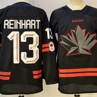 Men's Canada Hockey #13 Sam Reinhart Black Stitched Jersey