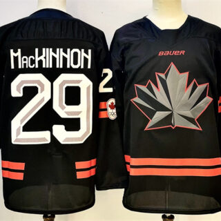 Men's Canada Hockey #29 Nathan MacKinnon Black Stitched Jersey