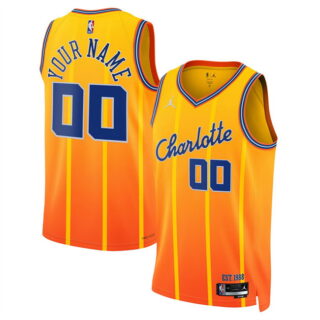 Men's Charlotte Hornets Active Playe Custom Orange 2025 26 City Edition Stitched Basketball Jersey