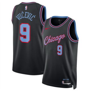 Men's Chicago Bulls #9 Nikola Vucevic Black 2025 26 City Edition Stitched Basketball Jersey