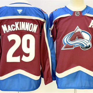 Men's Colorado Avalanche #29 Nathan MacKinnon Burgundy 2024-25 With A Patch Stitched Jersey