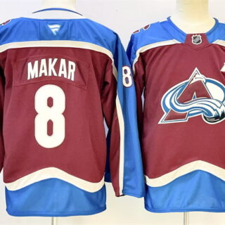 Men's Colorado Avalanche #8 Cale Makar Burgundy 2024-25 With A Patch Stitched Jersey