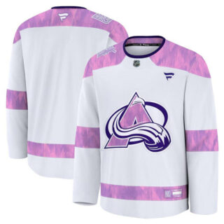 Men's Colorado Avalanche Blank White 2024 Fights Cancer Stitched Jersey