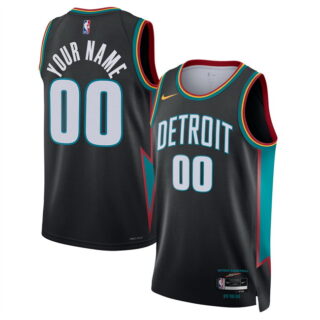 Men's Detroit Pistons Active Player Custom Black 2025 26 City Edition Stitched Basketball Jersey