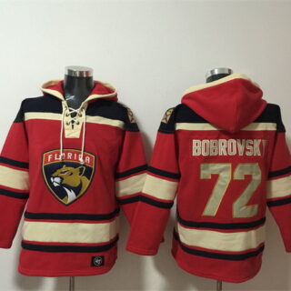 Men's Florida Panthers #72 Sergei Bobrovsky Red Lace-Up Pullover Hoodie