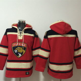 Men's Florida Panthers Blank Red Lace-Up Pullover Hoodie