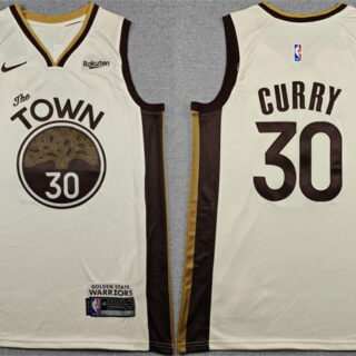Men's Golden State Warriors #30 Stephen Curry Tan City Edition Stitched Basketball Jersey