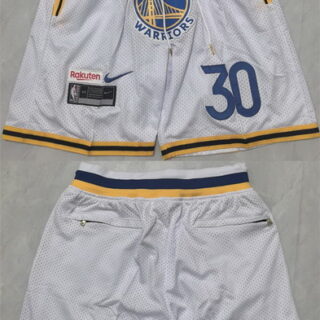 Men's Golden State Warriors #30 Stephen Curry White Shorts(Run Small)