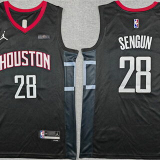 Men's Houston Rockets #28 Alperen Sengun Black Statement Edition Stitched Jersey
