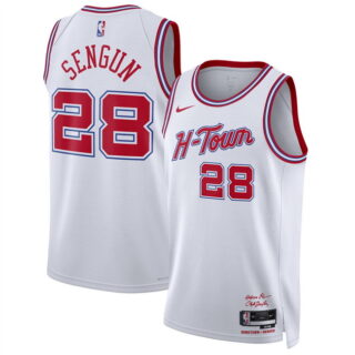 Men's Houston Rockets #28 Alperen Sengun White 2025 26 City Edition Stitched Jersey
