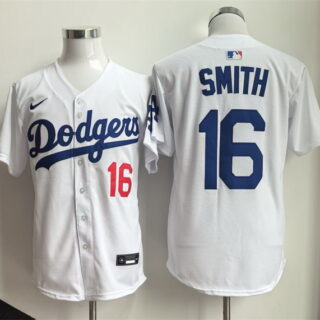 Men's Los Angeles Dodgers #16 Will Smith White Home Limited Stitched Baseball Jersey