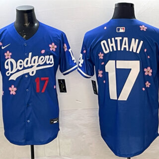 Men's Los Angeles Dodgers #17 Shohei Ohtani Royal 2025 World Series Champions Patch Tokyo Series Limited Stitched Baseball Jersey