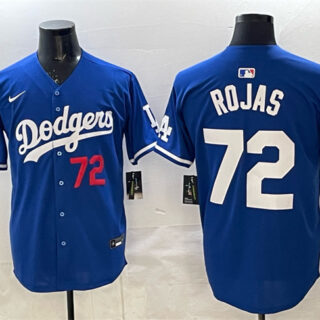 Men's Los Angeles Dodgers #72 Miguel Rojas Royal 2025 World Series Champions Patch Limited Stitched Baseball Jersey