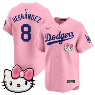 Men's Los Angeles Dodgers #8 Enrique Hernandez Pink 2025 Hello Kitty Vapor Limited Stitched Baseball Jersey