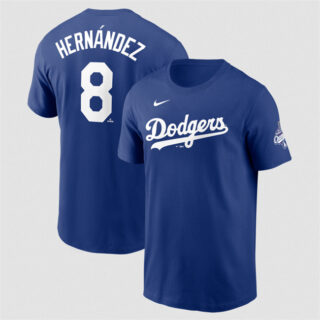 Men's Los Angeles Dodgers #8 Enrique Hernandez Royal 2025 World Series Champions Name & Number T-Shirt