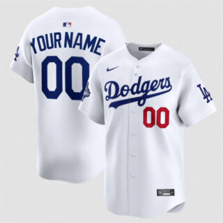 Men's Los Angeles Dodgers Active Player Custom White 2025 World Series Champions Patch Home Limited Stitched Baseball Jersey