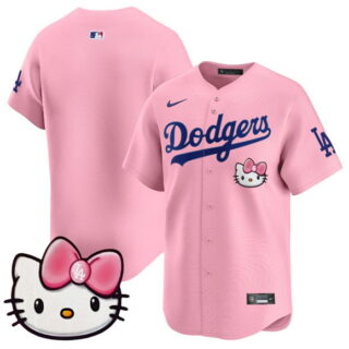 Men's Los Angeles Dodgers Blank Pink 2025 Hello Kitty Vapor Limited Stitched Baseball Jersey