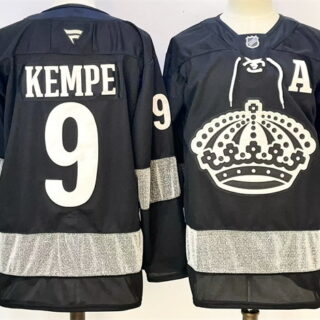 Men's Los Angeles Kings #9 Adrian Kempe Black With A Patch Alternate Stitched Hockey Jersey